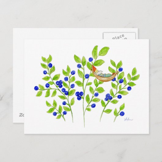 Blauwbes Struik Gnome briefkaart (Voorkant / Achterkant)