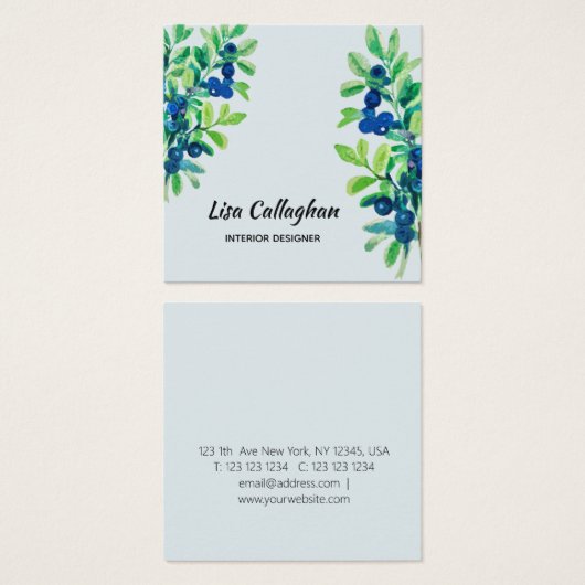 Blauwbes Vierkante Visitekaartjes (Voorkant /achterkant)