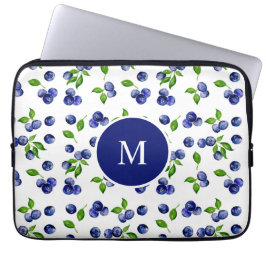 Blauwbes Waterverf Monogram Berry Rustic Chic Laptop Sleeve