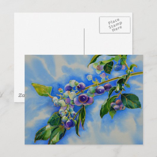 Blauwbes waterverf schilderen briefkaart (Voorkant / Achterkant)