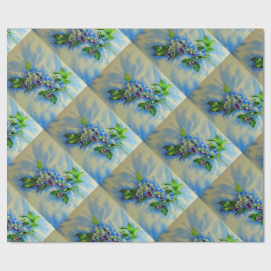 Blauwbes waterverf schilderen cadeaupapier (Vlak)