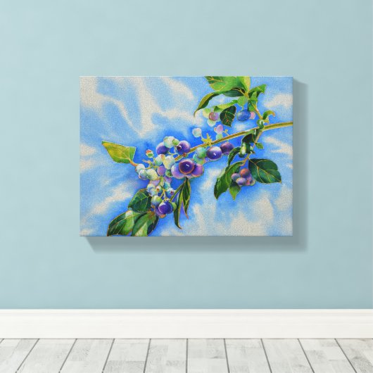 Blauwbes waterverf schilderen canvas afdruk (Insitu (Houten vloer))