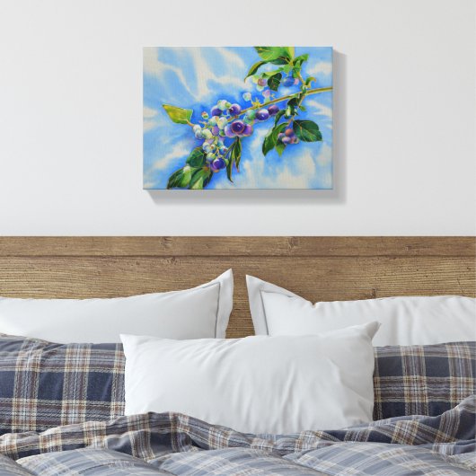 Blauwbes waterverf schilderen canvas afdruk (Insitu (Slaapkamer))