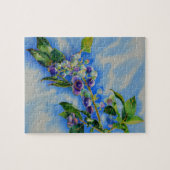 Blauwbes waterverf schilderen legpuzzel (Horizontaal)