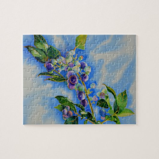 Blauwbes waterverf schilderen legpuzzel (Horizontaal)