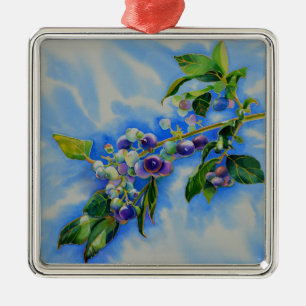 Blauwbes waterverf schilderen metalen ornament