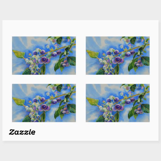 Blauwbes waterverf schilderen rechthoekige sticker (Vel)