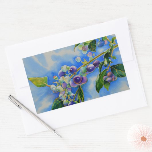 Blauwbes waterverf schilderen rechthoekige sticker (Envelop)