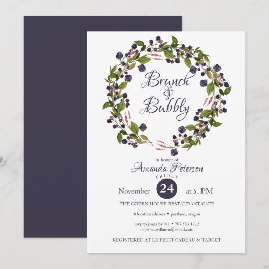 Blauwbes | WEDING BRUNCH & Bubble Kaart (Voorkant / Achterkant)