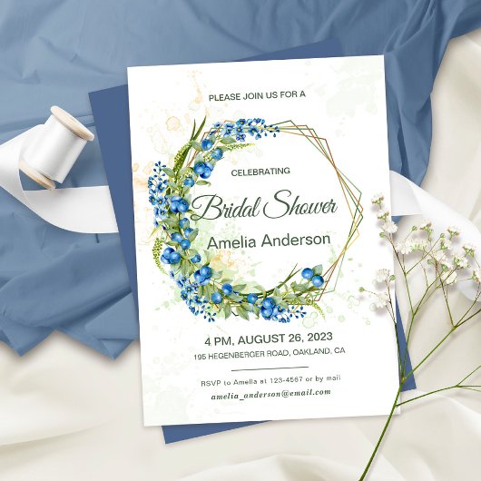 Blauwbes Wildbloemen Bridal Shower Invitation Kaart
