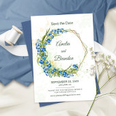 Blauwbes Wildbloemen Faux Gold Foil Lijst Weddensc Save The Date