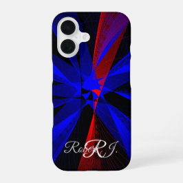 Blauwbeskleur abstract geometrisch iPhone 16 Hoesj Hoesje