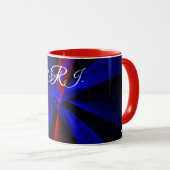 Blauwbeskleurige Abstracte Geometrische Koffiemok Mok (Voorkant rechts)