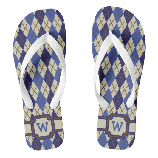 Blauwbesone Argyle Flip Flops (Voetbed)