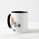 Blauwbessen die op recept uit de fles komen mok (Voorkant links)