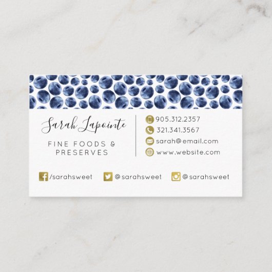 Blauwbessen Druk fruit af Visitekaartje (Achterkant)