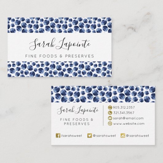 Blauwbessen Druk fruit af Visitekaartje (Voorkant / Achterkant)