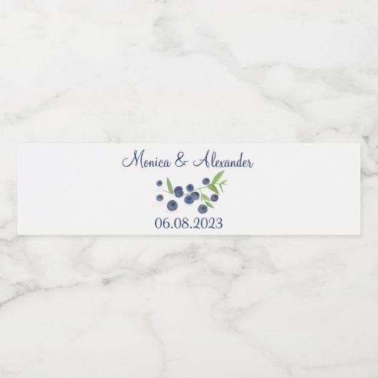 Blauwbessen en bosbessen eten zomerbruiloft waterfles etiket (Enkel label)