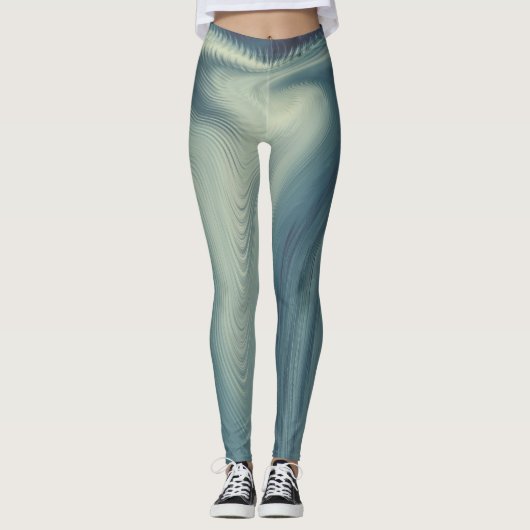 Blauwbessen en crème alles-over-druk Leggings (Voorkant)