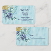 Blauwbessen en goudbladeren op blauwe Folie Raffle Informatiekaartje (Voorkant / Achterkant)