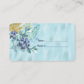 Blauwbessen en goudbladeren op blauwe Folie Raffle Informatiekaartje (Achterkant)