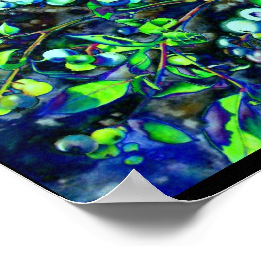 Blauwbessen - groene tint poster (Hoek)