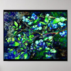 Blauwbessen - groene tint poster