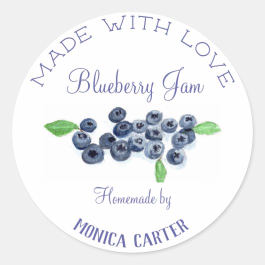 Blauwbessen Jam Homemade Pruvruchten Ronde Sticker (Voorkant)
