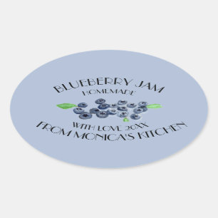 Blauwbessen Jam Waterverf Fruit Kitchen Ovale Sticker