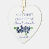 Blauwbessen met blauwe bosbessen met kerstfeest keramisch ornament (Links)