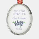 Blauwbessen met blauwe bosbessen met kerstfeest metalen ornament (Links)