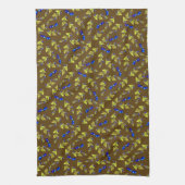 Blauwbessen met rode bladeren met vuile achtergron theedoek (Verticaal)