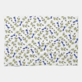 Blauwbessen met witte bladeren theedoek (Horizontaal)