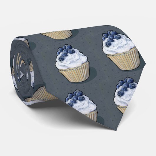 Blauwbessen op grijs stropdas (Opgerold)