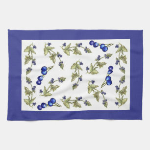 Blauwbessen op keukenhanddoek voor wijnstokken, gr