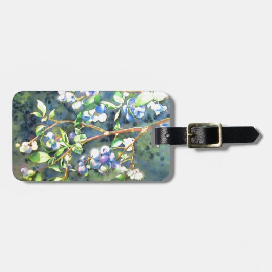Blauwbessen, schilderij van romantische Waterverf Bagagelabel (Voorkant horizontaal)