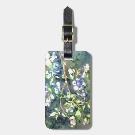 Blauwbessen, schilderij van romantische Waterverf Bagagelabel (Voorkant verticaal)