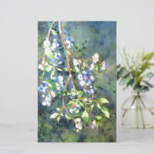 Blauwbessen, schilderij van romantische Waterverf Briefpapier (Staand voorkant)