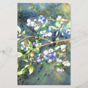 Blauwbessen, schilderij van romantische Waterverf Briefpapier