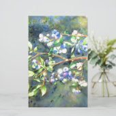 Blauwbessen, schilderij van romantische Waterverf Briefpapier (Staand voorkant)