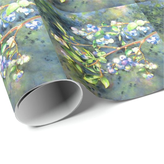 Blauwbessen, schilderij van romantische Waterverf Cadeaupapier (Rol Hoek)