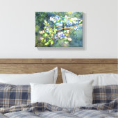Blauwbessen, schilderij van romantische Waterverf Canvas Afdruk (Insitu (Slaapkamer))