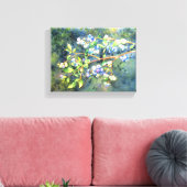 Blauwbessen, schilderij van romantische Waterverf Canvas Afdruk (Insitu (Woonkamer))
