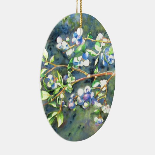 Blauwbessen, schilderij van romantische Waterverf Keramisch Ornament (Rechts)