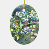 Blauwbessen, schilderij van romantische Waterverf Keramisch Ornament (Voorkant)