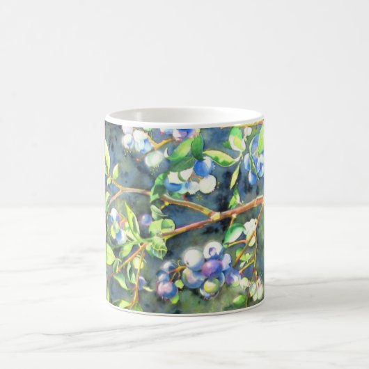 Blauwbessen, schilderij van romantische Waterverf Koffiemok (Center)