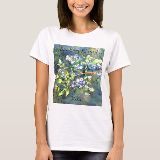 Blauwbessen, schilderij van romantische Waterverf T-shirt (Voorkant)