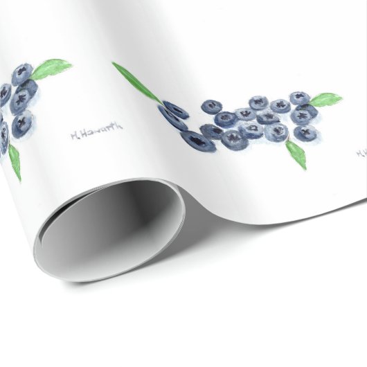 Blauwbessen waterverf keukengerei cadeaupapier (Rol Hoek)