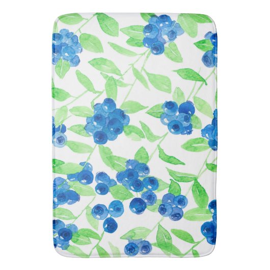 Blauwbessen waterverf patroon badmat (Voorkant Verticaal)