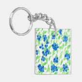 Blauwbessen waterverf patroon sleutelhanger (Voorkant Links)
